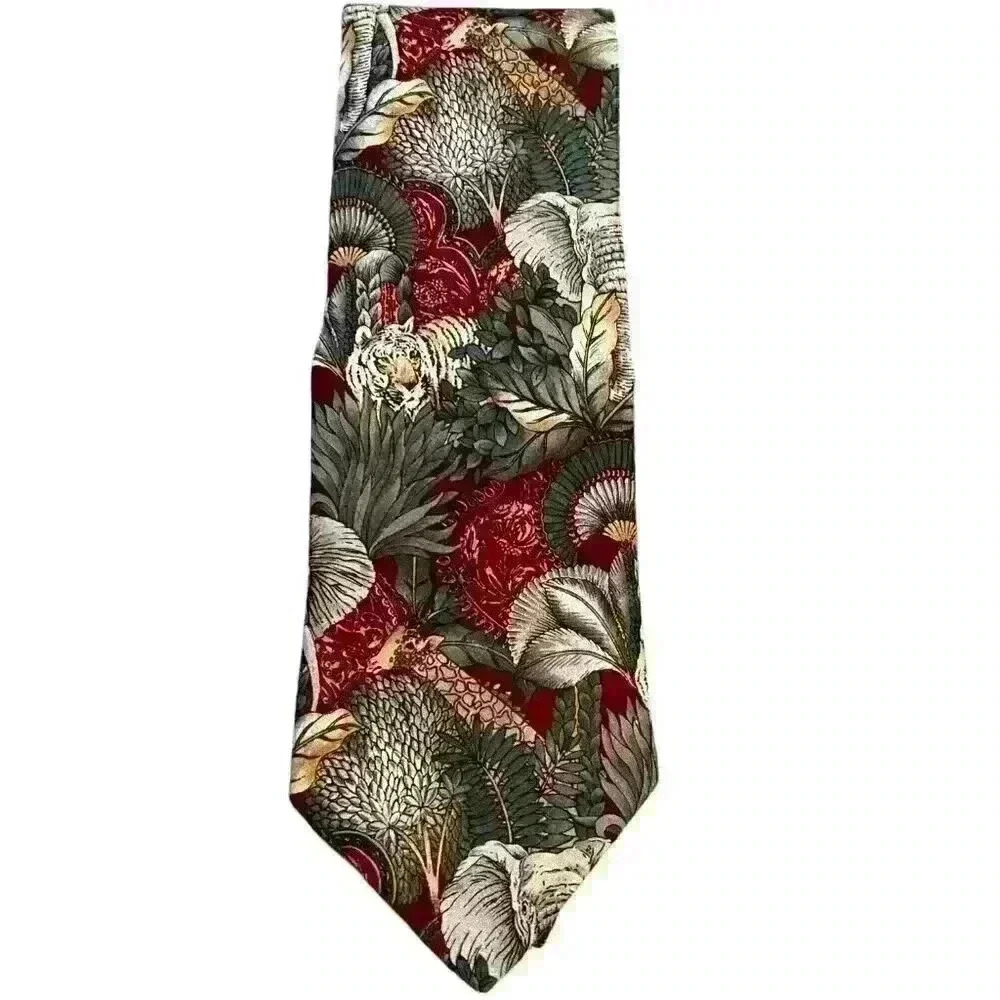 R Juliano 100%‎ Silk Tie Animal Print Business Preppy
